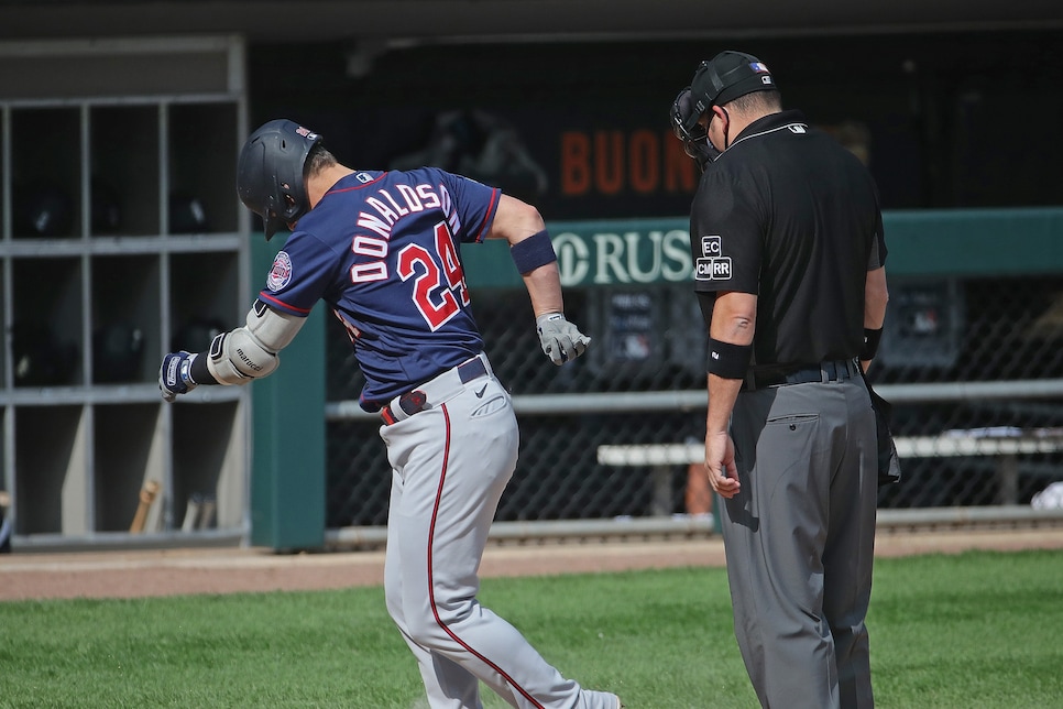 Josh Donaldson got an umbrella after a home run