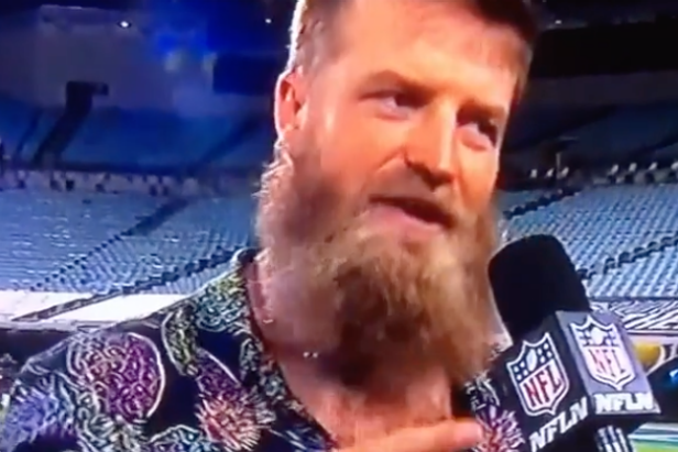 Ryan Fitzpatrick flaunting his chest hair on live TV is your