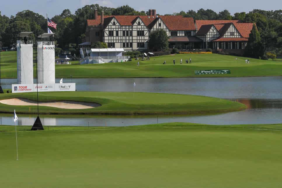 ATLANTA, GA - SEPTEMBER 02: View of the 14th and 15th greens prior to the TOUR Championship at East Lake Golf Club on September 2, 2020 in Atlanta, Georgia. (Photo by Ben Jared/PGA TOUR via Getty Images)