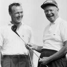 1960s: Arnold Palmer And President Dwight D Eisenhower  (Photo by Augusta National/Getty Images)