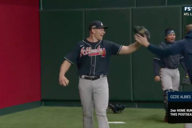 Braves reliever Mark Melancon can't stop catching Ozzie Albies