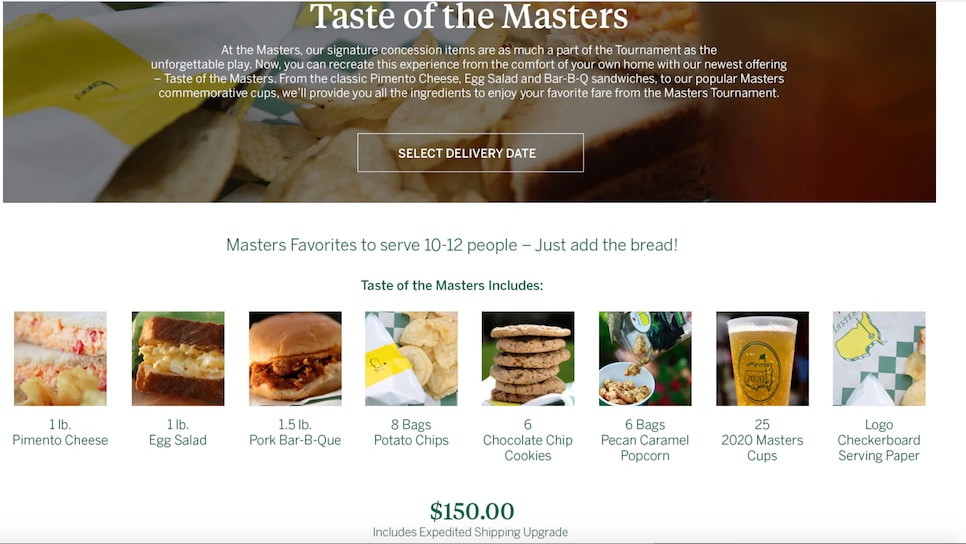 Masters 2020 You can order an absolute feast of Masters food favorites