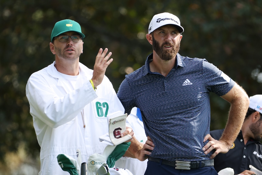 DJ’s younger brother, Austin, is his caddie