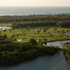 Matty G. Key Biscayne travel piece...Aerials of Key Biscayne focusng on the Crandon Park golf course with the Miami skyline in the background.