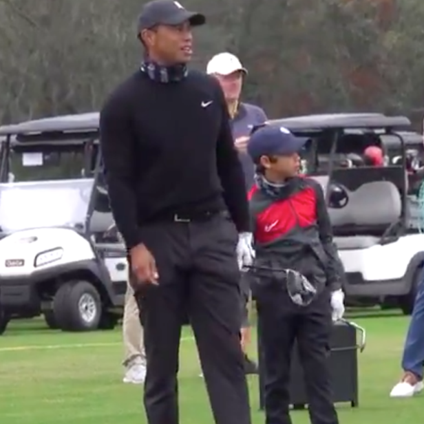 Our first look at Tiger and Charlie Woods on the range at the PNC is
