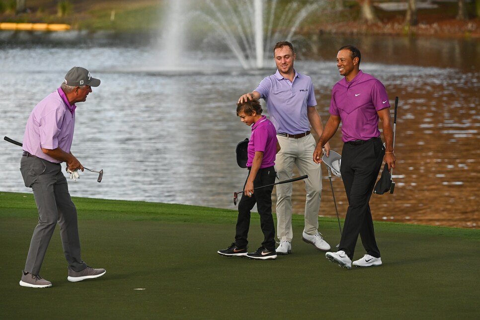 A victorious Justin Thomas and his dad found the perfect way to needle