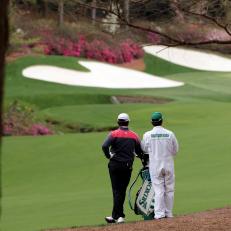 AUGUSTA, GEORGIA - APRIL 08: Hideki Matsuyama of Japan looks on from the 13th hole during the second round of The Masters at Augusta National Golf Club on April 08, 2022 in Augusta, Georgia. (Photo by Jamie Squire/Getty Images)