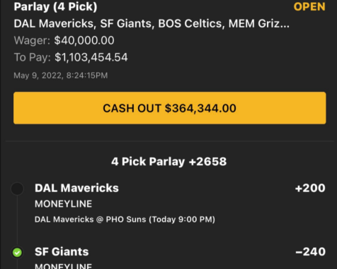 Gambler turns down massive cash out to pursue $1 million parlay and . . . it doesn't pay off