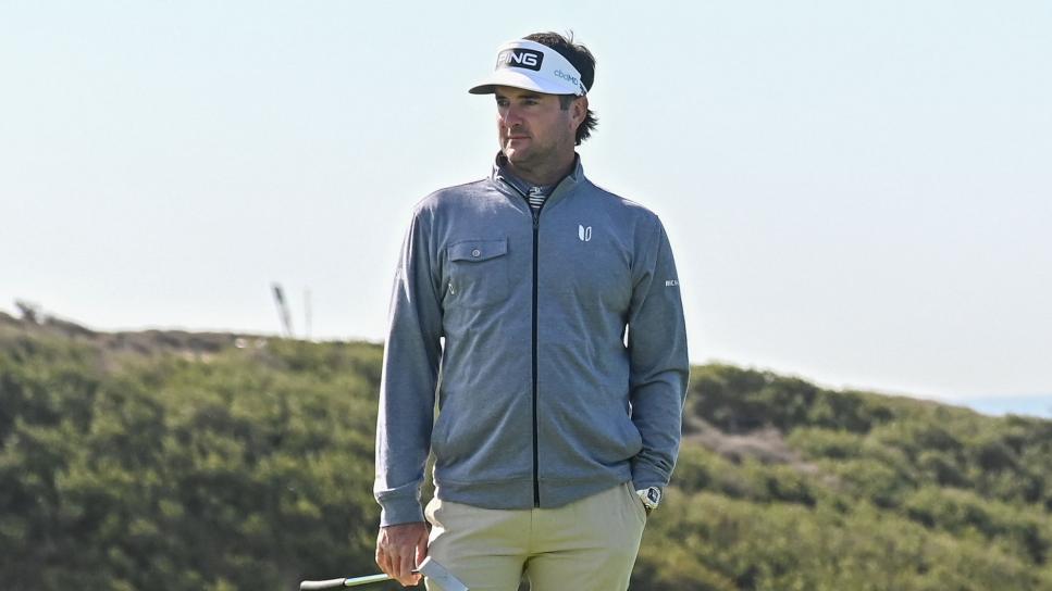 SAN DIEGO, CA - JANUARY 27: Bubba Watson stands on the green during his practice round on the south course prior to the Farmers Insurance Open at Torrey Pines South on January 27, 2021 in San Diego, California. (Photo by Ben Jared/PGA TOUR via Getty Images)