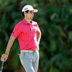 HONOLULU, HAWAII - JANUARY 16: Joaquin Niemann of Chile looks on from the tenth green during the third round of the Sony Open in Hawaii at the Waialae Country Club on January 16, 2021 in Honolulu, Hawaii. (Photo by Cliff Hawkins/Getty Images)