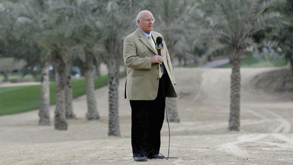 DUBAI, UNITED ARAB EMIRATES - FEBRUARY 03:  Renton Laidlaw talks to the camera after the second round of the Dubai Desert Classic on February 3, 2006 on the Majilis Course at Emirates Golf Club in Dubai, United Arab Emirates.  (Photo by Andrew Redington/Getty Images)