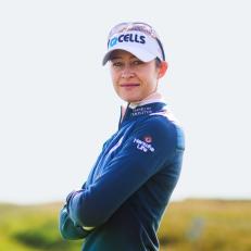CARNOUSTIE, SCOTLAND - AUGUST 18: Nelly Korda of The United States poses for a photo during the Pro-Am prior to the AIG Women's Open at Carnoustie Golf Links on August 18, 2021 in Carnoustie, Scotland. (Photo by Chloe Knott/R&A/R&A via Getty Images)