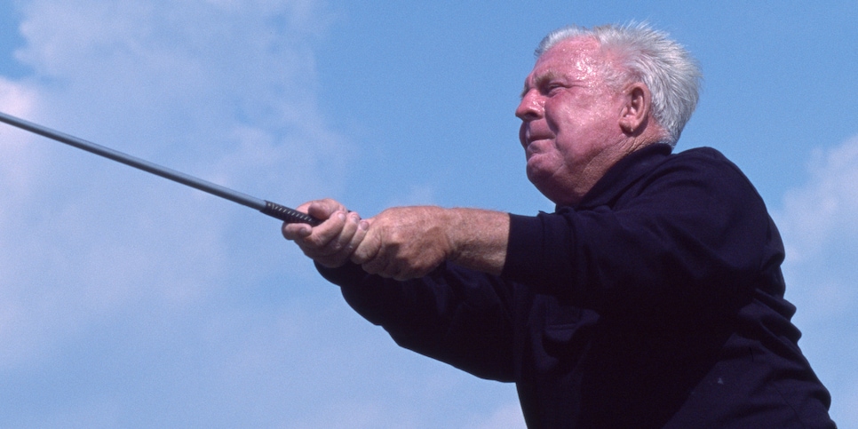 Canadian golfer Moe Norman tees off, circa 1995.  (Photo by Leonard Kamsler/Popperfoto via Getty Images)