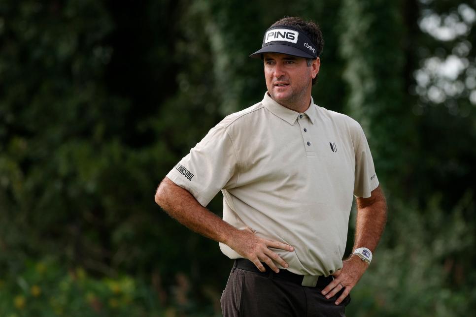 JERSEY CITY, NEW JERSEY - AUGUST 19: Bubba Watson of the United States looks on from the 16th tee during the first round of THE NORTHERN TRUST, the first event of the FedExCup Playoffs, at Liberty National Golf Club on August 19, 2021 in Jersey City, New Jersey. (Photo by Sarah Stier/Getty Images)