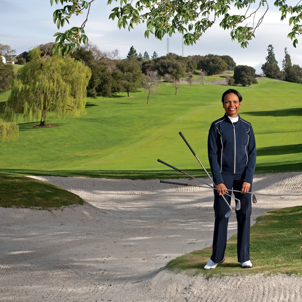 Condoleezza Rice photographed at the 18th hole, Stanford Univers