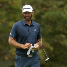 OWINGS MILLS, MARYLAND - AUGUST 29: Dustin Johnson of the United States looks on during the final round of the BMW Championship at Caves Valley Golf Club on August 29, 2021 in Owings Mills, Maryland. (Photo by Rob Carr/Getty Images)