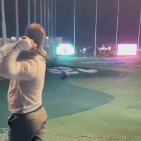 Bryson DeChambeau smashes golf ball over the net at Topgolf, continues to be a driving range menace