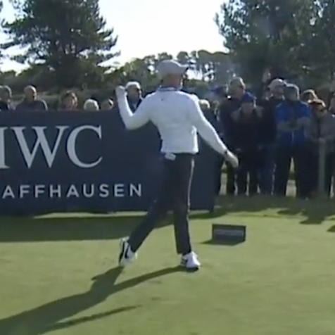 Rory McIlroy somehow seemed unhappy with this 400-yard(!) drive that nearly found the green