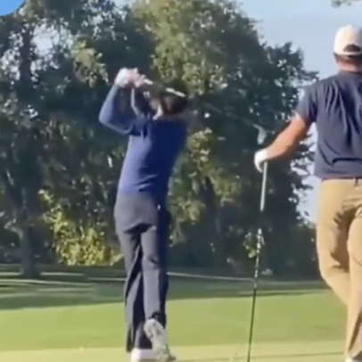 Watch Harry Styles hit an absolutely hellacious seed off the tee