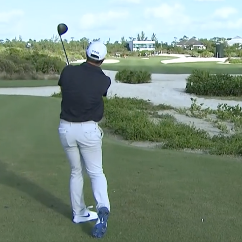 Watch Viktor Hovland juuuust miss making a hole-in-one on a par 4 at the Hero World Challenge