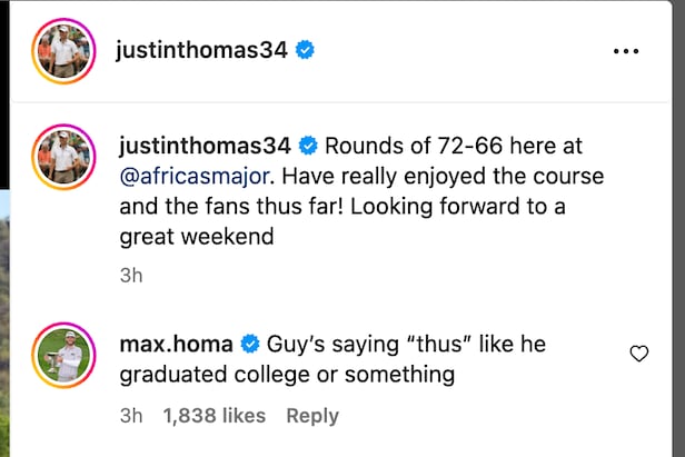 max-homa-jabs-justin-thomas-over-lack-of-college-degree,-remains-golf’s-top-social-media-sniper