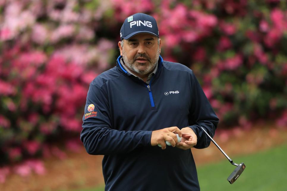 AUGUSTA, GA - APRIL 04:  Angel Cabrera of Argentina walks during a practice round prior to the start of the 2018 Masters Tournament at Augusta National Golf Club on April 4, 2018 in Augusta, Georgia.  (Photo by Andrew Redington/Getty Images)