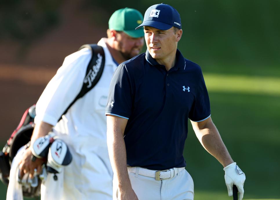 AUGUSTA, GEORGIA - NOVEMBER 09:  Jordan Spieth of the United States walks on the ninth hole during a practice round prior to the Masters at Augusta National Golf Club on November 09, 2020 in Augusta, Georgia. (Photo by Jamie Squire/Getty Images)