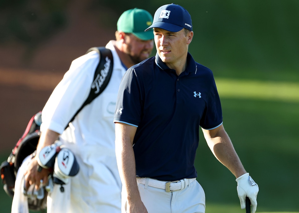 AUGUSTA, GEORGIA - NOVEMBER 09:  Jordan Spieth of the United States walks on the ninth hole during a practice round prior to the Masters at Augusta National Golf Club on November 09, 2020 in Augusta, Georgia. (Photo by Jamie Squire/Getty Images)