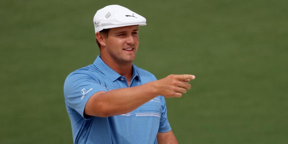 AUGUSTA, GEORGIA - APRIL 09: Bryson DeChambeau of the United States reacts on the second hole during the second round of the Masters at Augusta National Golf Club on April 09, 2021 in Augusta, Georgia. (Photo by Kevin C. Cox/Getty Images)