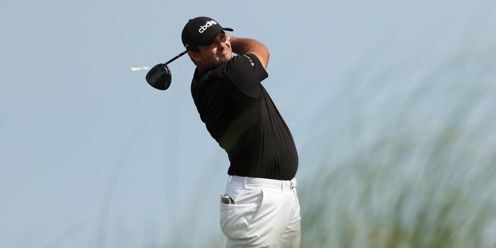 KIAWAH ISLAND, SOUTH CAROLINA - MAY 18: Patrick Reed of the United States plays his shot from the ninth tee during a practice round prior to the 2021 PGA Championship at Kiawah Island Resort's Ocean Course on May 18, 2021 in Kiawah Island, South Carolina. (Photo by Patrick Smith/Getty Images)
