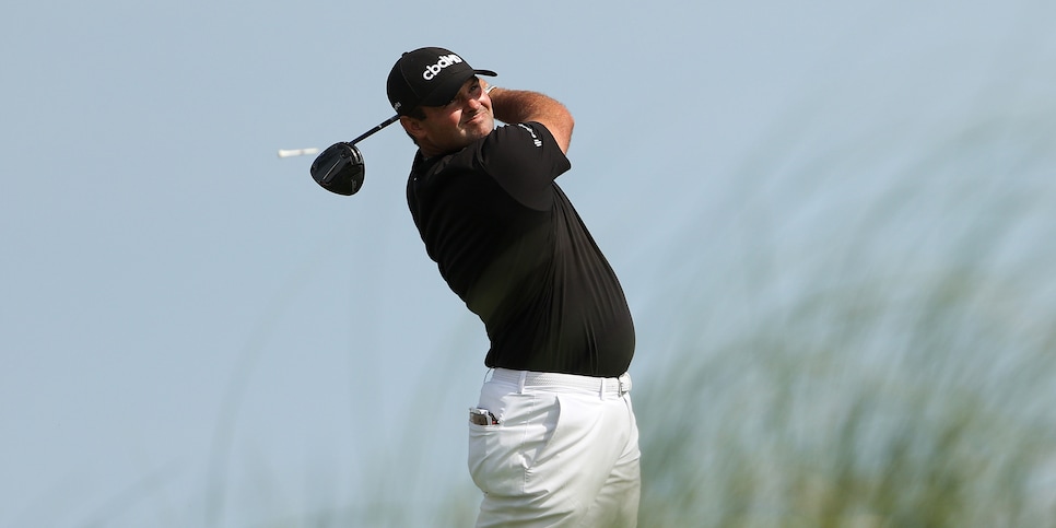 KIAWAH ISLAND, SOUTH CAROLINA - MAY 18: Patrick Reed of the United States plays his shot from the ninth tee during a practice round prior to the 2021 PGA Championship at Kiawah Island Resort's Ocean Course on May 18, 2021 in Kiawah Island, South Carolina. (Photo by Patrick Smith/Getty Images)