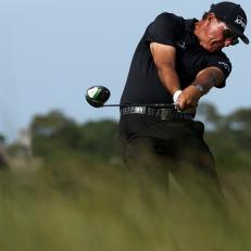 KIAWAH ISLAND, SOUTH CAROLINA - MAY 22: Phil Mickelson of the United States plays his shot from the 11th tee during the third round of the 2021 PGA Championship at Kiawah Island Resort's Ocean Course on May 22, 2021 in Kiawah Island, South Carolina. (Photo by Gregory Shamus/Getty Images)