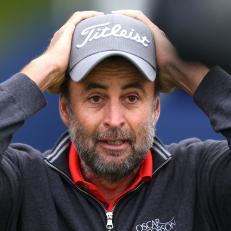SUTTON COLDFIELD, ENGLAND - MAY 15:  Richard Bland of England celebrates winning The Betfred British Masters hosted by Danny Willett at The Belfry on May 15, 2021 in Sutton Coldfield, England. (Photo by Richard Heathcote/Getty Images)