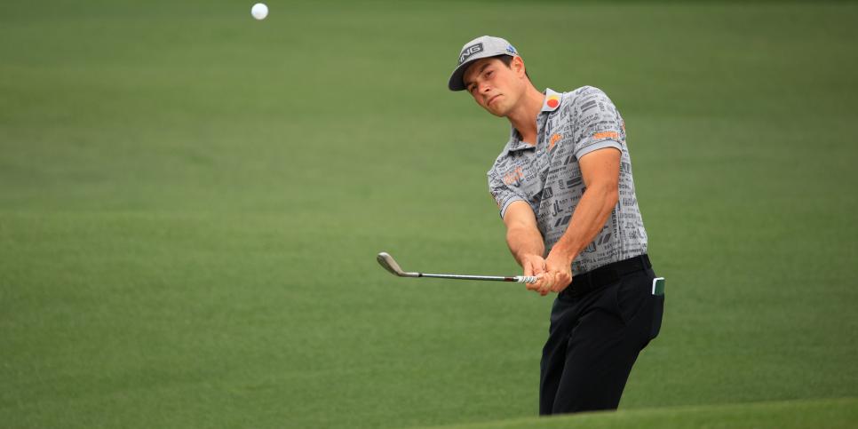 AUGUSTA, GEORGIA - APRIL 09: Viktor Hovland of Norway plays a shot on the second hole during the second round of the Masters at Augusta National Golf Club on April 09, 2021 in Augusta, Georgia. (Photo by Mike Ehrmann/Getty Images)