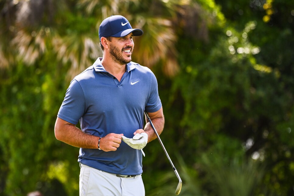 KIAWAH ISLAND, SC - MAY 17:  Brooks Koepka smiles during practice for the PGA Championship on The Ocean Course at Kiawah Island Golf Resort on May 17, 2021, in Kiawah Island, South Carolina. (Photo by Keyur Khamar/PGA TOUR via Getty Images)