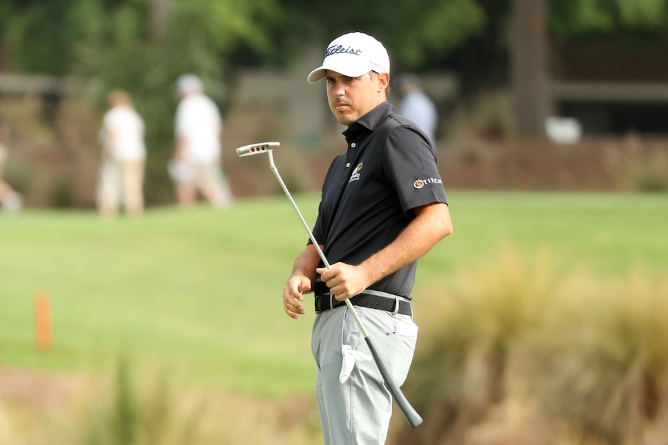 PALM BEACH GARDENS, FLORIDA - MARCH 19: Chase Koepka of the United States reacts to a putt on the third green during the second round of The Honda Classic at PGA National Champion course on March 19, 2021 in Palm Beach Gardens, Florida. (Photo by Cliff Hawkins/Getty Images)