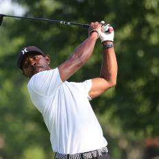DETROIT, MICHIGAN - JUNE 28: Timothy O'Neal hits his tee shot on the 17th hole during day three of The John Shippen National Invitational on June 28, 2021 at the Detroit Golf Club in Detroit, Michigan. (Photo by Leon Halip/Getty Images)