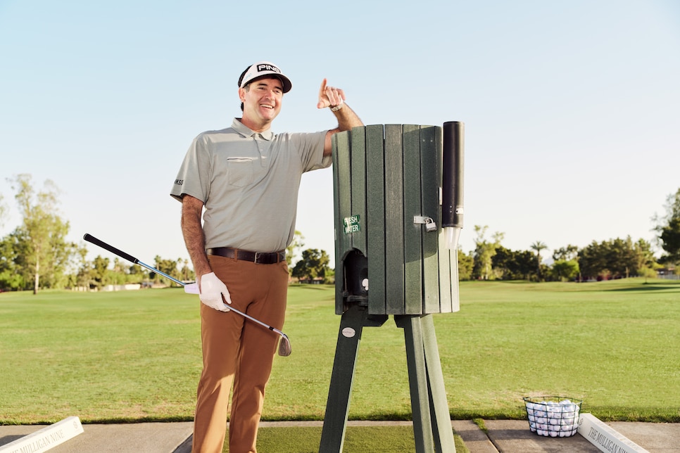 Bubba Watson on the driving range at the Starfire Golf Club, Scottsdale, AZ. Wednesday April 14, 2021.