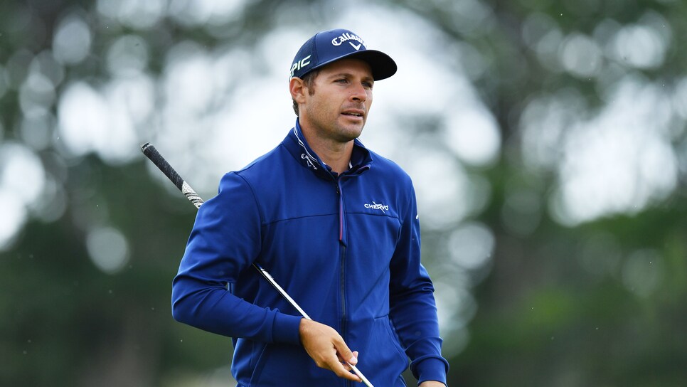 NORTH BERWICK, SCOTLAND - JULY 06: Andrea Pavan of Italy at the 7th green during a practice day prior to the abrdn Scottish Open at The Renaissance Club on July 6, 2021 in North Berwick, United Kingdom. (Photo by Mark Runnacles/Getty Images)