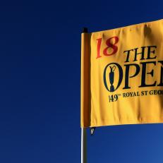 SANDWICH, ENGLAND - MAY 18: Pin flag photographed at the host venue for the The Open to be held at Royal St George’s Golf Club on May 18, 2021 in Sandwich, England. (Photo by David Cannon/R&A/R&A via Getty Images)
