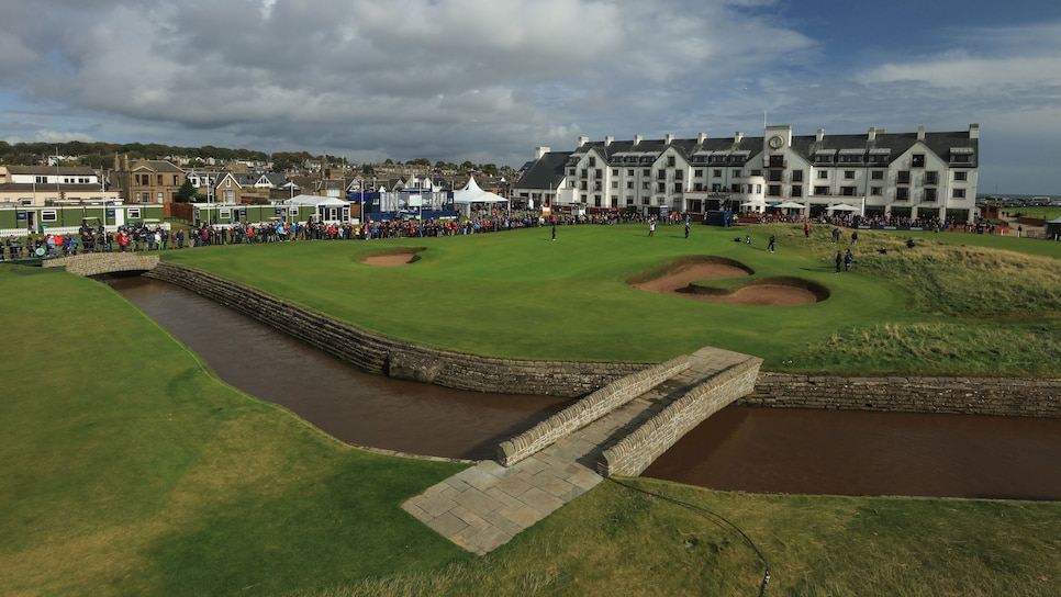 ST ANDREWS, SCOTLAND - SEPTEMBER 26: A general view of the 18th green during the first round of the Alfred Dunhill Links Championship at Carnoustie on September 26, 2019 in St Andrews, United Kingdom. (Photo by David Cannon/Getty Images)