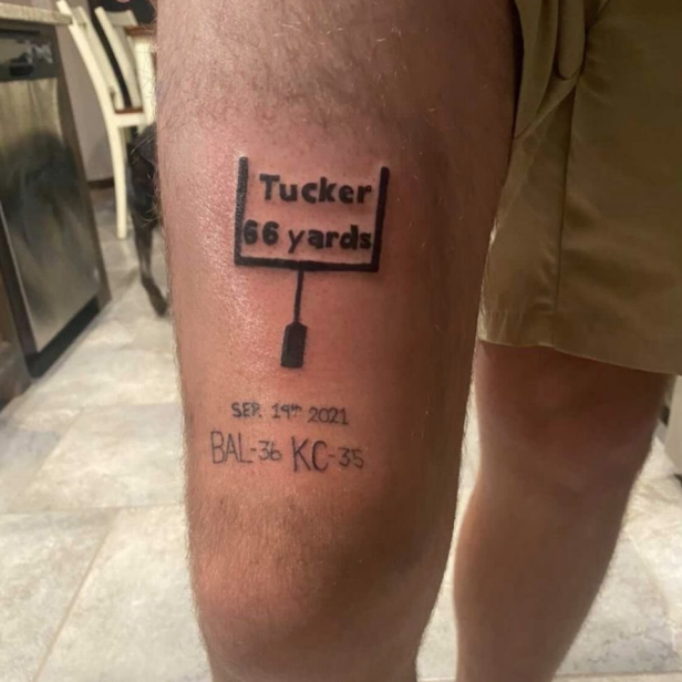 Getting a tattoo of Justin Tucker's 66-yard field goal is only crazy if you  don't already have a tattoo of the Ravens' SNF win from Week 2, This is  the Loop