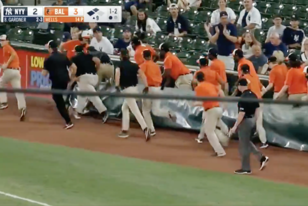 Jomboy Media - Orioles grounds crew put a body outline on