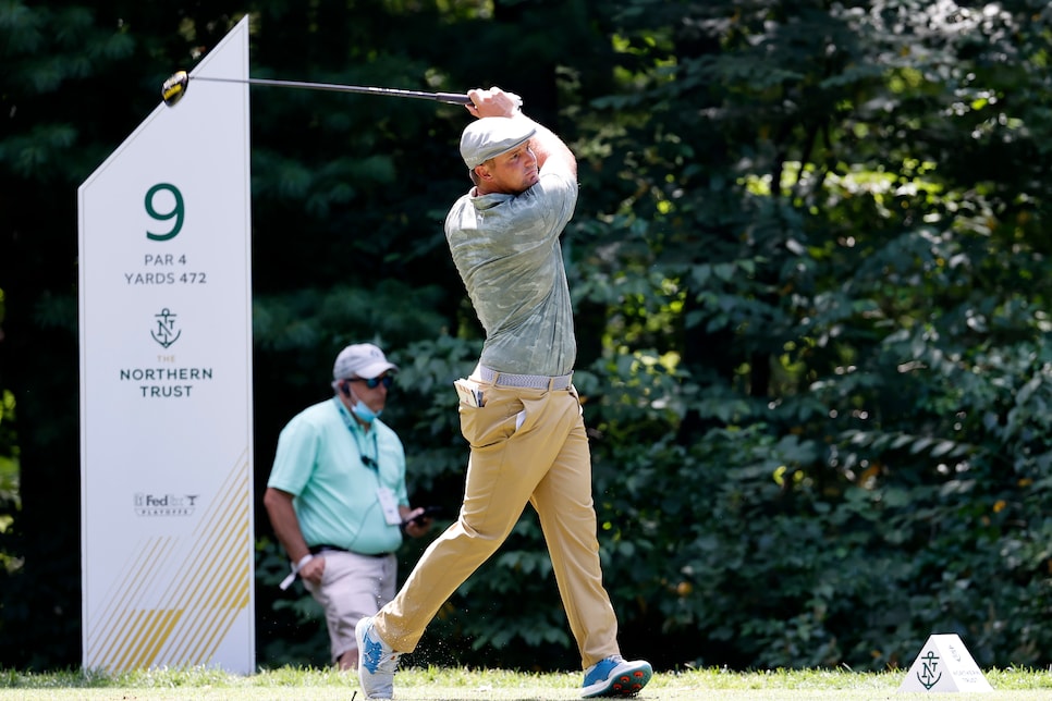 Bryson DeChambeau smashes golf ball over the net at Topgolf, continues