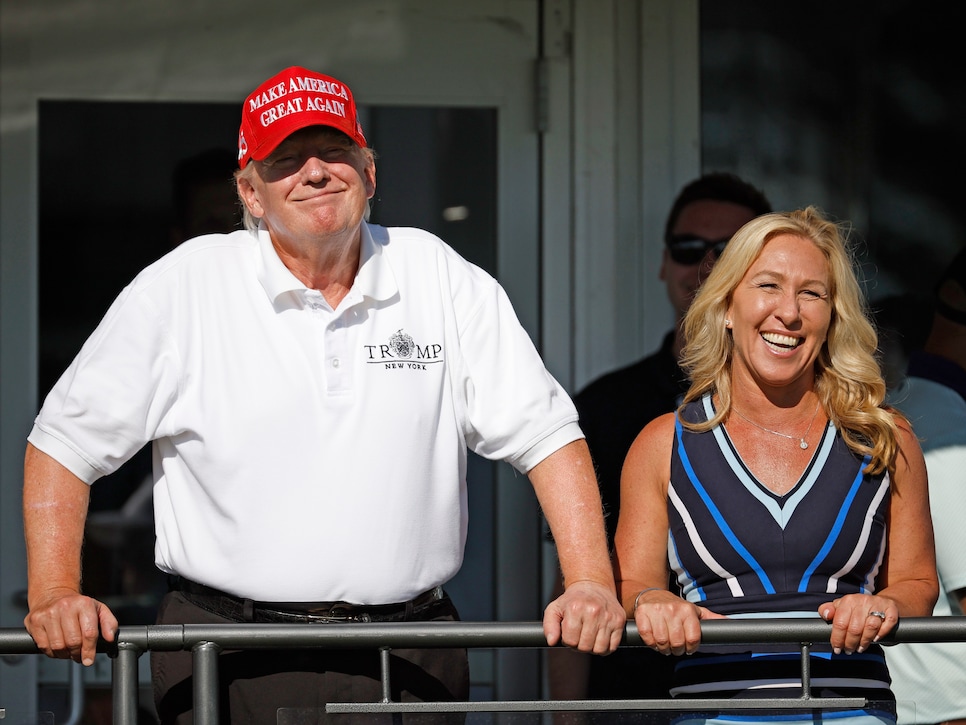 Trump in 2024 golf shirt