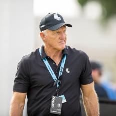 PATHUM THANI, THAILAND - OCTOBER 09: Greg Norman, CEO of LIV Golf, on the first hole during Day Three of the LIV Golf Invitational - Bangkok at Stonehill Golf Course on October 09, 2022 in Pathum Thani, . (Photo by Peter Van der Klooster/Getty Images)