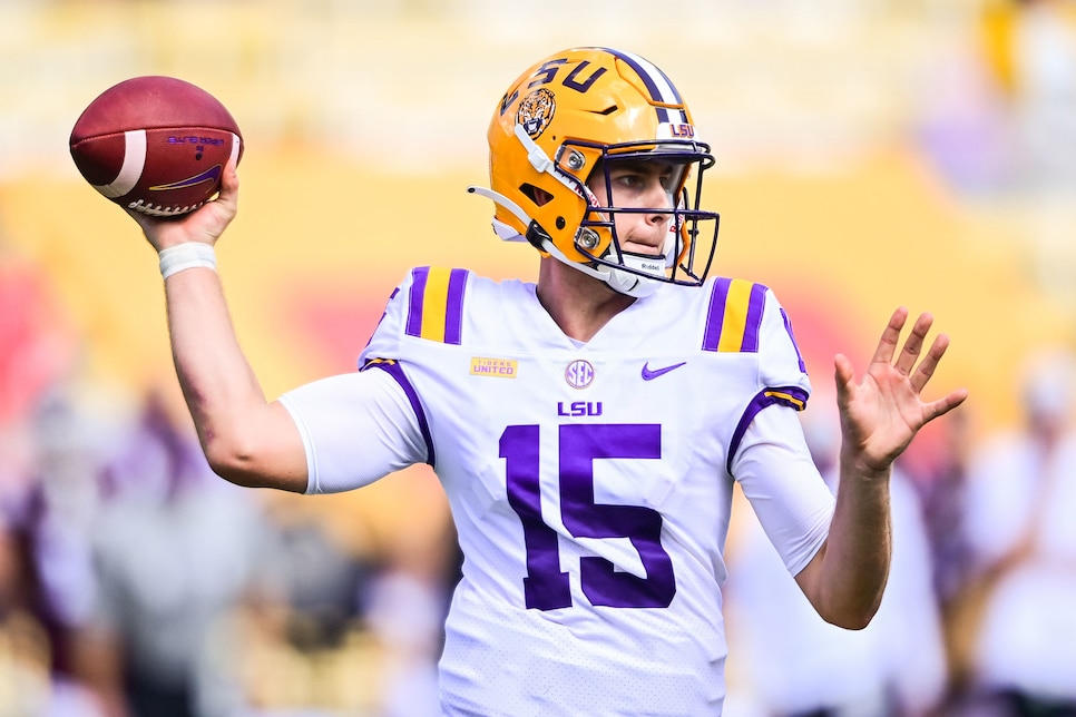 Myles Brennan throwing a pass vs. Mississippi State