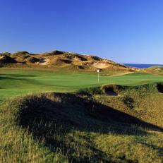 KOHLER, WI - SEPTEMBER 2:  General view of the par 4 6th hole at Whistling Straits Golf Course, site of the 2004 PGA Championship on September 2, 2003 in Kohler, Wisconsin.  Rough terrain features many holes along Lake Michigan. (Photo by PGA of America/Getty Images)