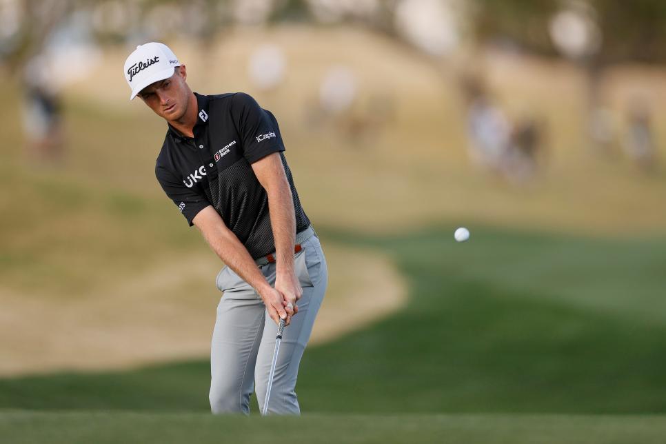 LA QUINTA, CALIFORNIA - JANUARY 22: Will Zalatoris chips on the 16th hole during the third round of the The American Express at the Stadium Course at PGA West on January 22, 2022 in La Quinta, California. (Photo by Steph Chambers/Getty Images)