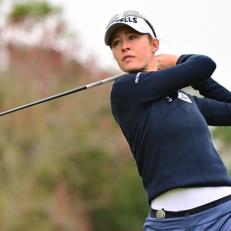 ORLANDO, FLORIDA - JANUARY 22: Nelly Korda of the United States plays her shot from the third tee during the third round of the 2022 Hilton Grand Vacations Tournament of Champions at Lake Nona Golf & Country Club on January 22, 2022 in Orlando, Florida. (Photo by Julio Aguilar/Getty Images)